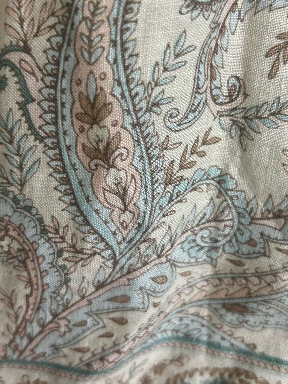 J. Jill Love Linen paisley buttoned V-neck Size XL Cream tunic 3/4 sleeve - Picture 11 of 13